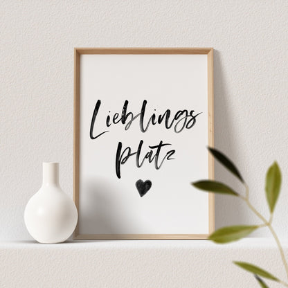 Lieblingsplatz Poster Spruch Herz Einzug Geschenk