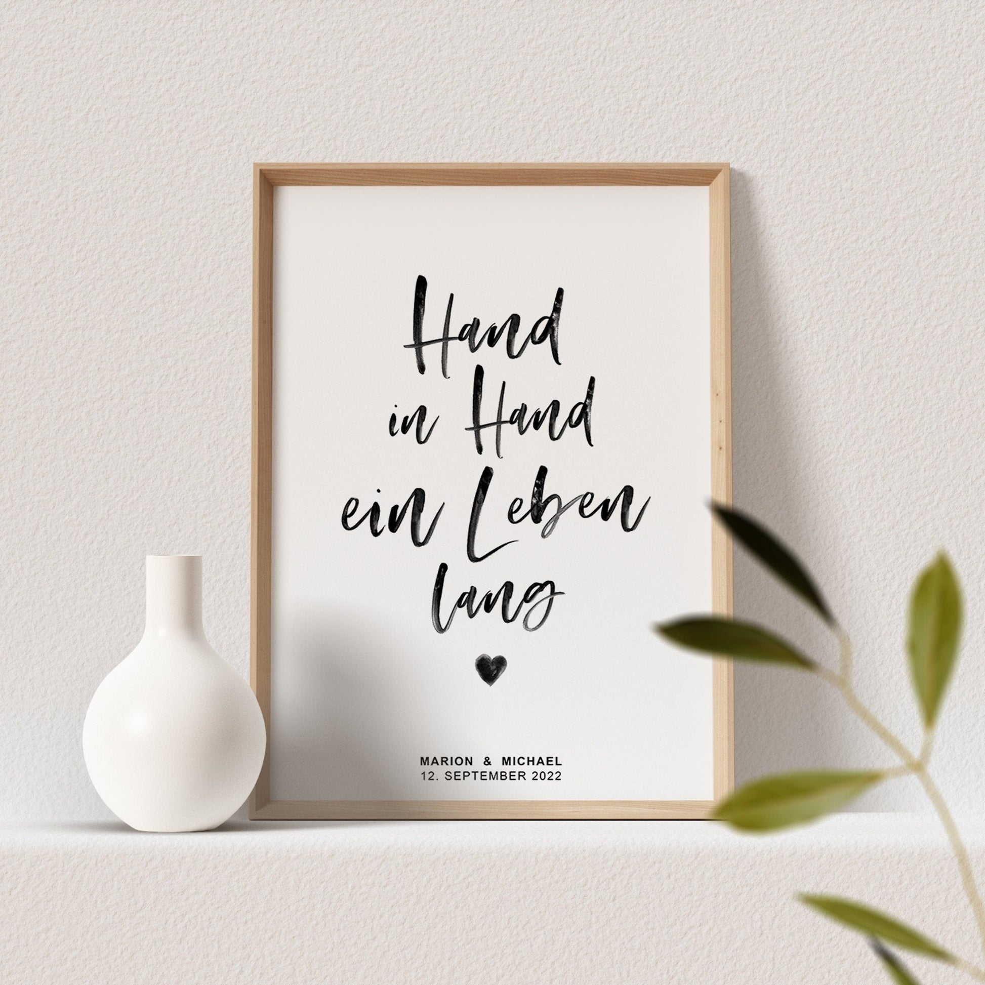 Hand In Hand Ein Leben Lang Poster Personalisierbar Hochzeitstag Hochzeitsposter Hochzeitsgeschenk