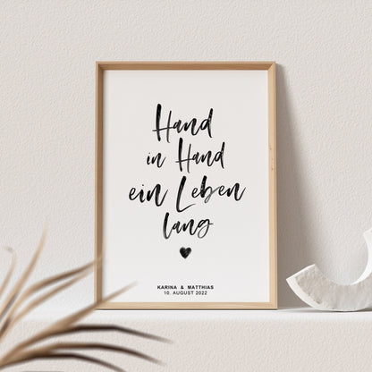 Hand In Hand Ein Leben Lang Poster Personalisierbar Hochzeitstag Hochzeitsposter Hochzeitsgeschenk
