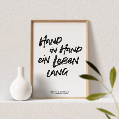 Hand In Hand Ein Leben Lang Poster Personalisierbar Hochzeitstag Hochzeitsposter Hochzeitsgeschenk