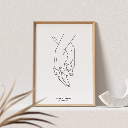 Hand In Hand Poster Hände Bild Personalisierbar Hochzeitstag Hochzeitsposter Hochzeitsgeschenk
