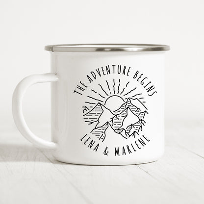 Emaille Tasse Camping Personalisiert Campingbecher Metalltasse Zelten Campen Wohnmobil Camping Geschenk