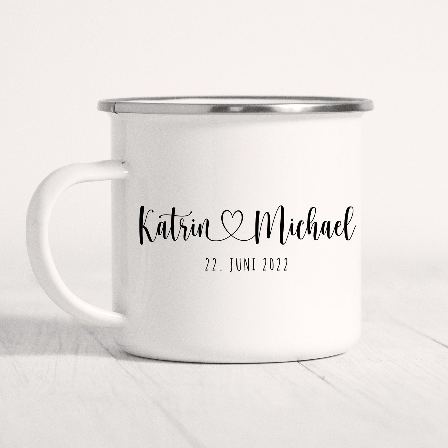 Emaille Tasse Hochzeit Personalisiert Bräutigam Braut Namen Brautpaar Hochzeitstag Hochzeitsgeschenk