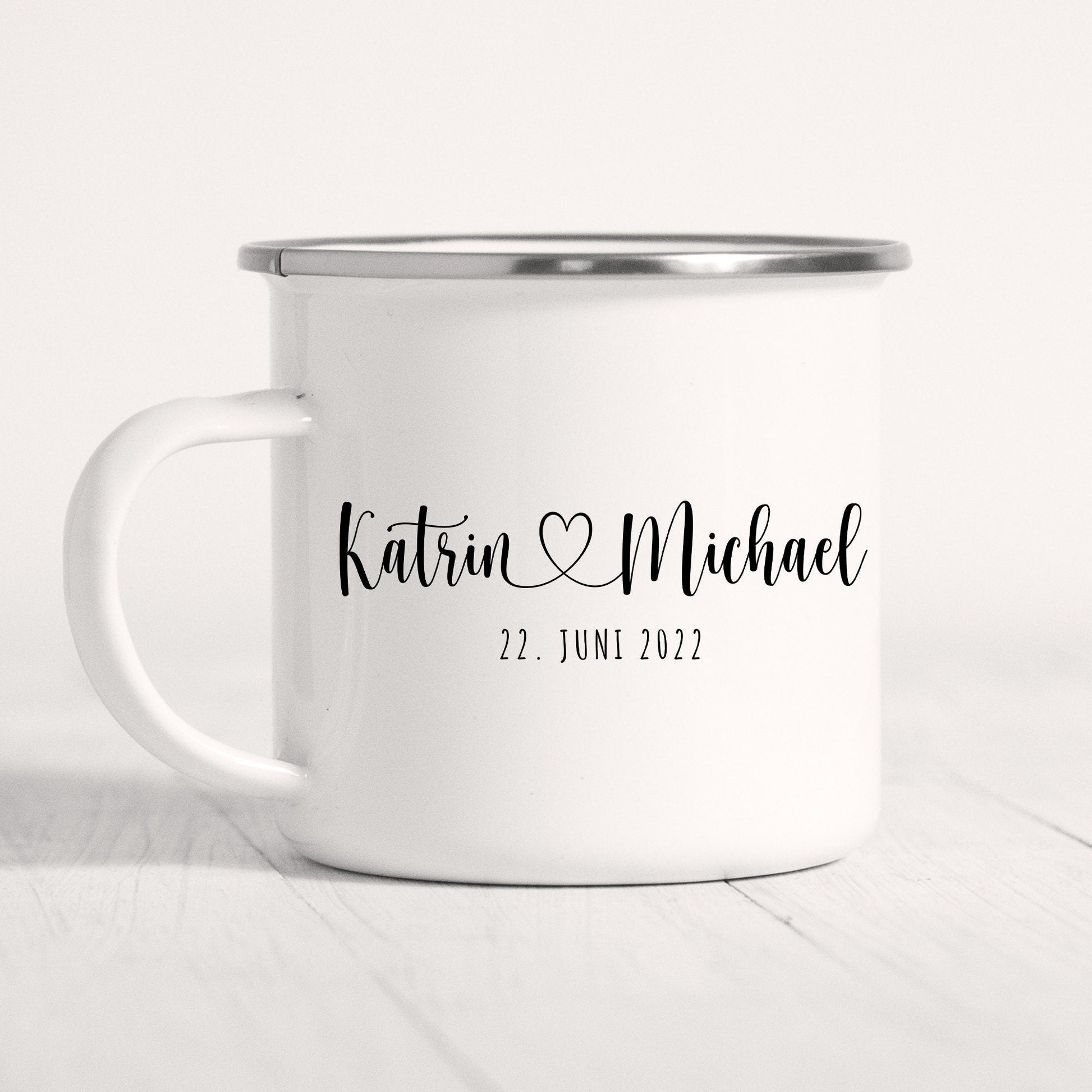 Emaille Tasse Hochzeit Personalisiert Bräutigam Braut Namen Brautpaar Hochzeitstag Hochzeitsgeschenk