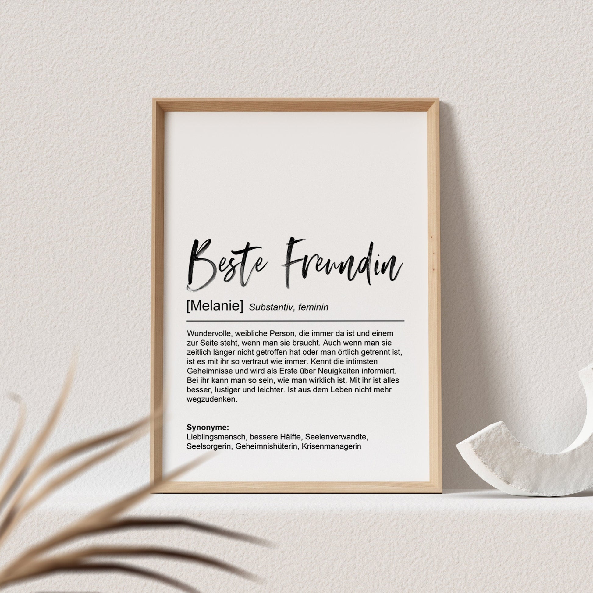 Beste Freundin Definition Poster Personalisiert Bild Freundschaft Danke Geschenk Freundin