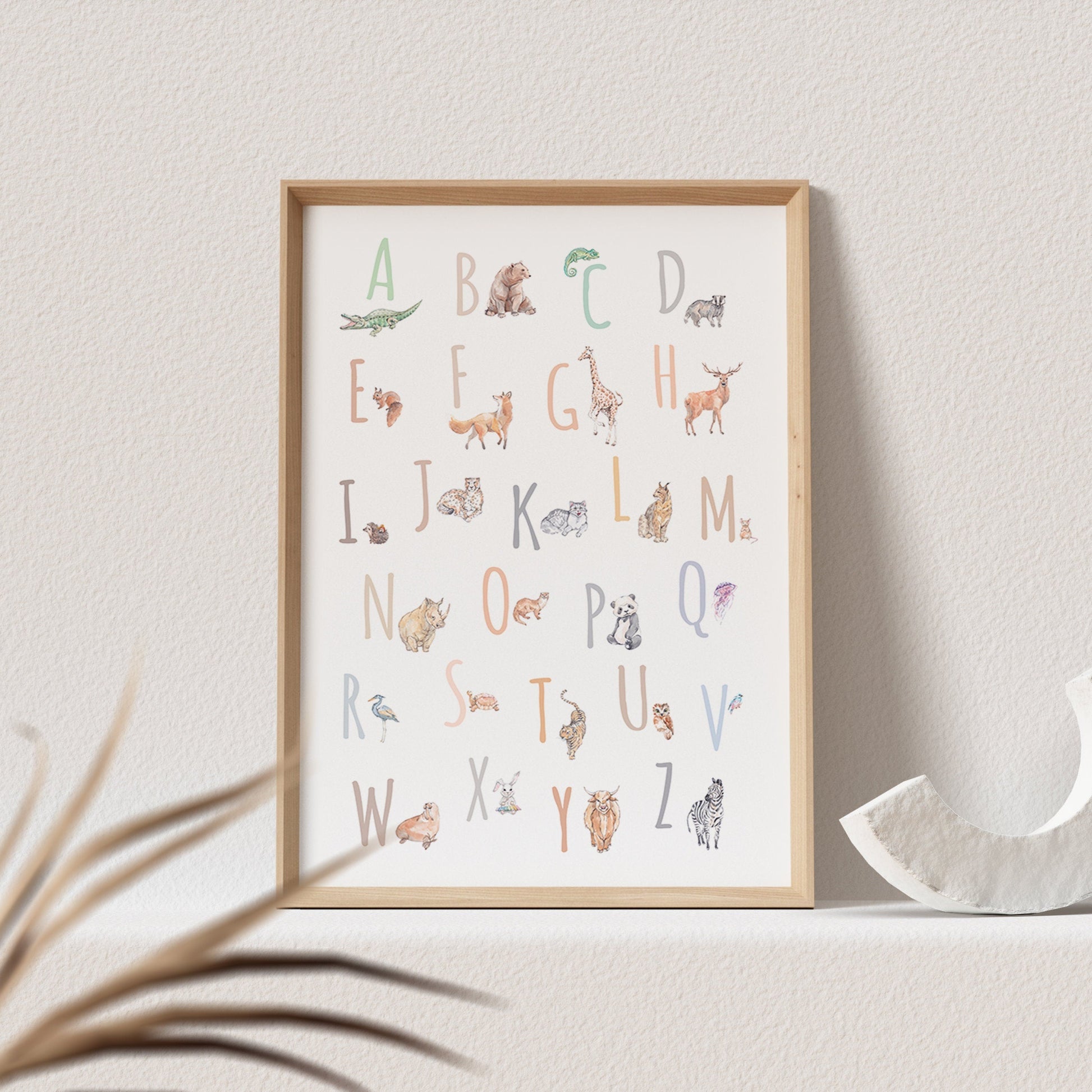 ABC Poster Tieralphabet Alphabet Tiere Print Bild Kinderzimmer Lernposter Geburtstagsgeschenk