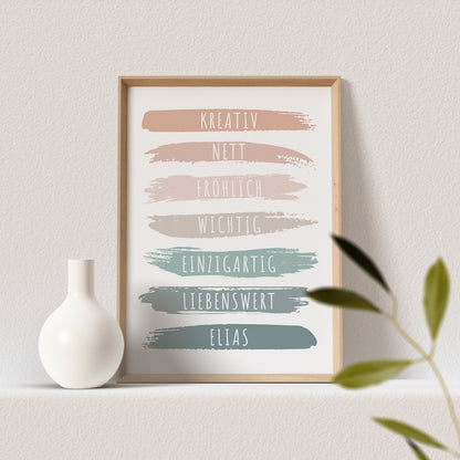 Affirmationsposter Kinder Affirmation Poster Personalisiert Positives Denken Boho Farben Kinderzimmer Bild