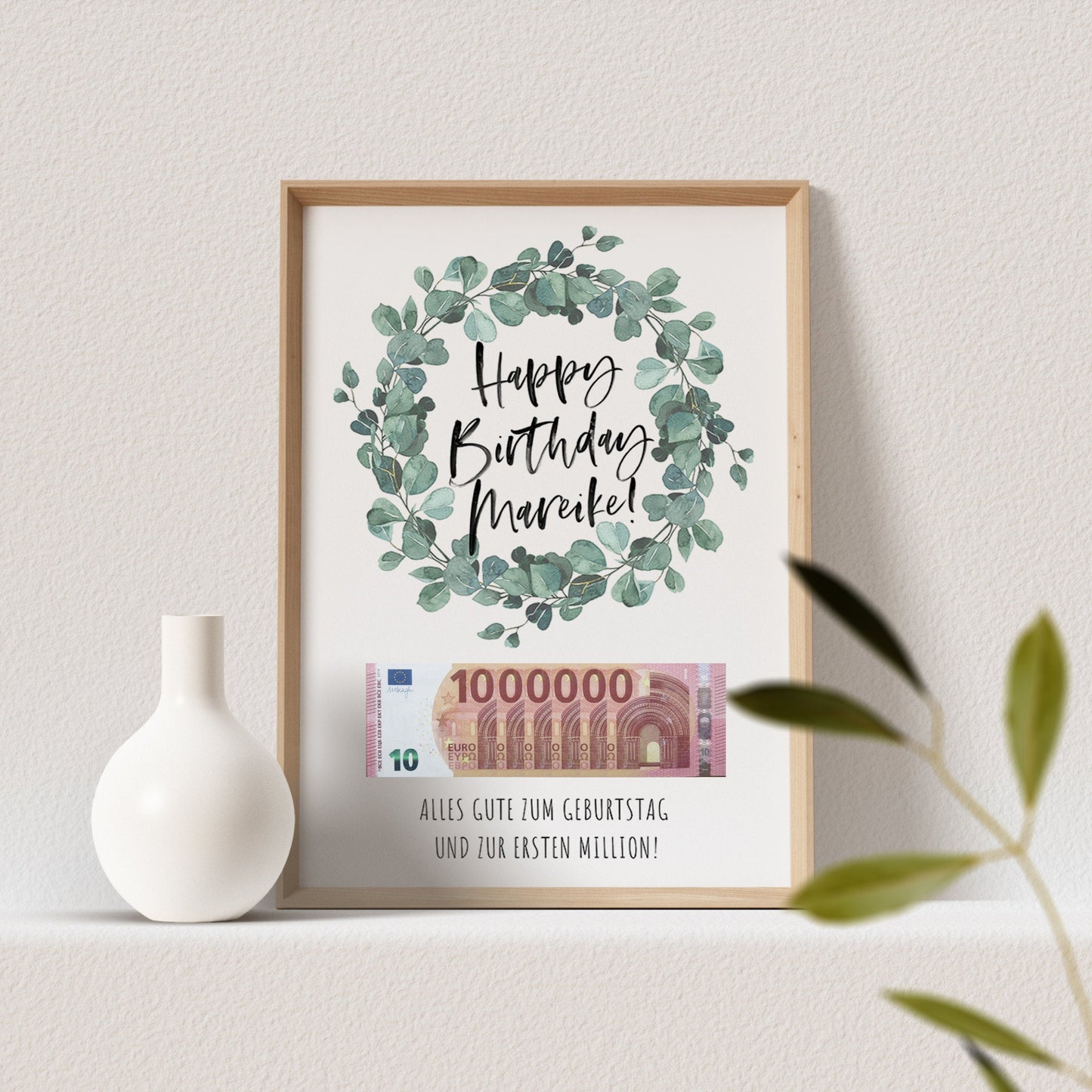 Geldgeschenk Geburtstag Poster Geburtstagsposter Personalisierbar Erste Million Geburtstagsgeschenk Personalisiert