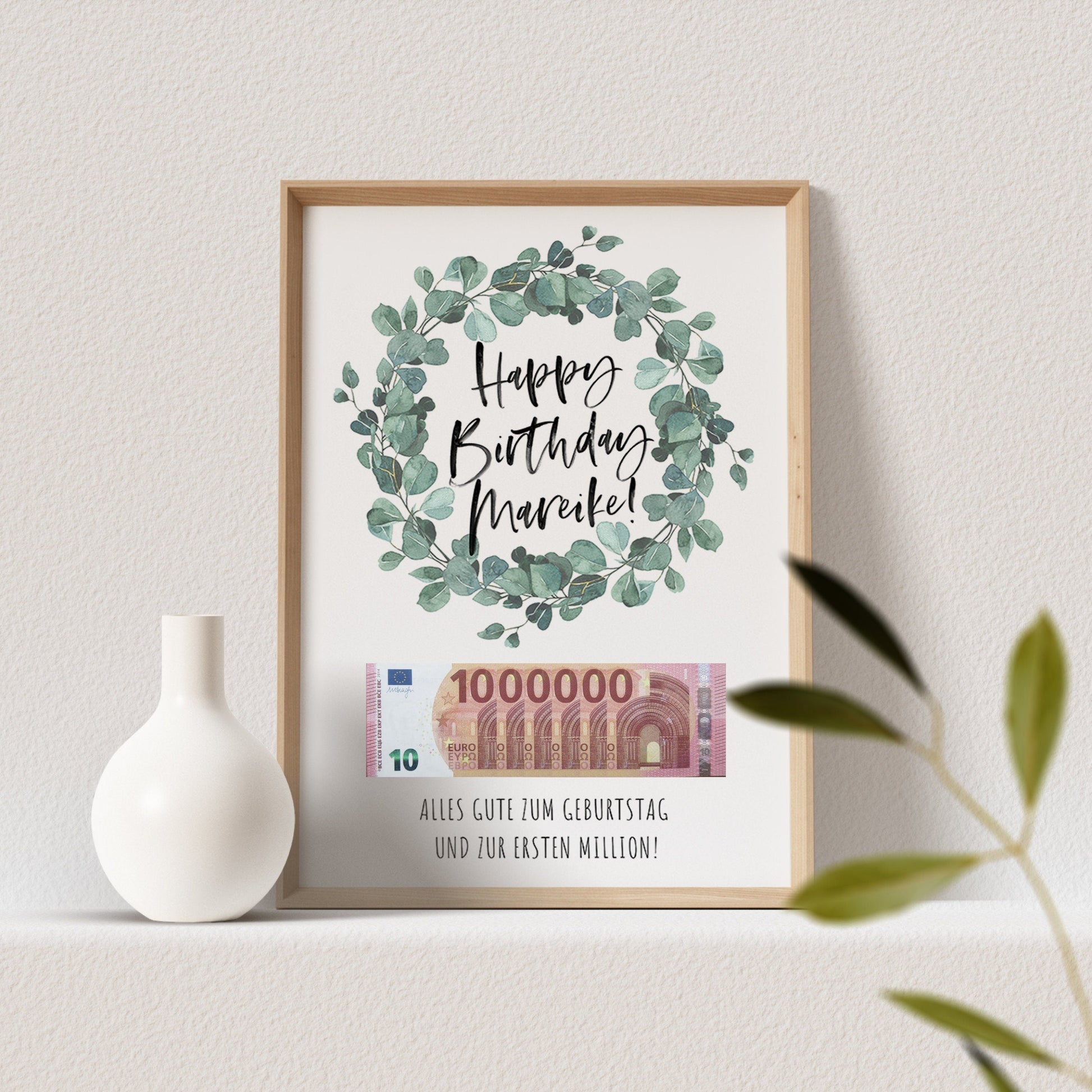 Geldgeschenk Geburtstag Poster Geburtstagsposter Personalisierbar Erste Million Geburtstagsgeschenk Personalisiert