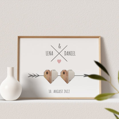Geldgeschenk Hochzeit Poster Personalisierbar Geldscheine Herzen Hochzeitsposter Hochzeitsgeschenk