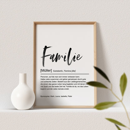 Familie Definition Poster Personalisiert Familienposter Namen Family Geschenk