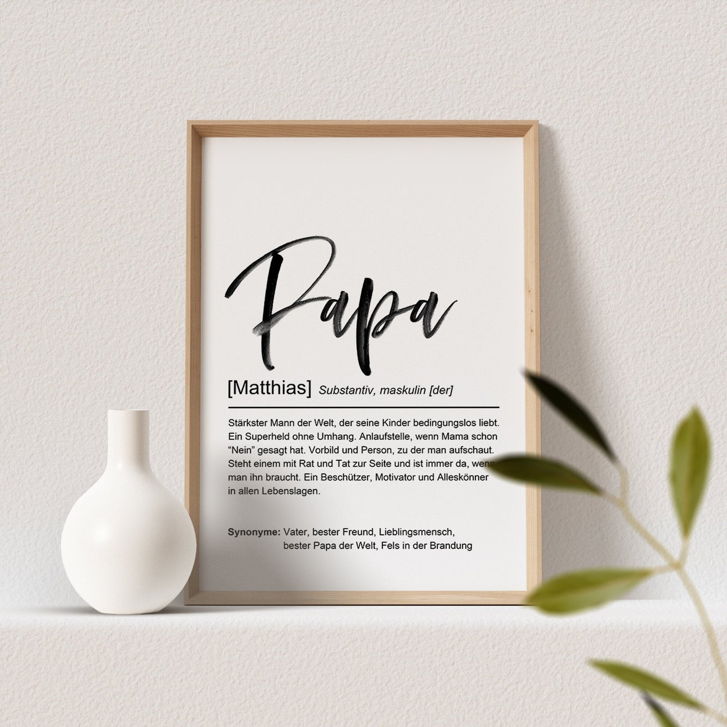 Papa Definition Poster Personalisiert Vater Namen Papa Geschenk Vatertagsgeschenk