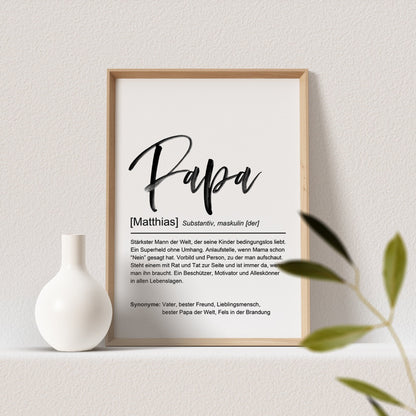 Papa Definition Poster Personalisiert Vater Namen Papa Geschenk Vatertagsgeschenk