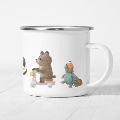 Emaille Tasse Kinder Personalisiert Namenstasse Kindertasse Tiere Personalisiertes Geschenk Namensgeschenk