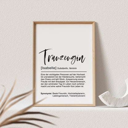 Trauzeugin Definition Poster Personalisierbar Bild Trauzeugin Fragen Geschenk