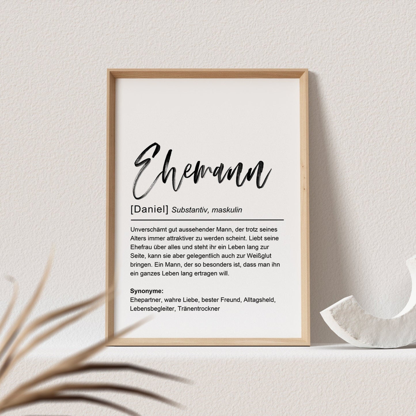 Ehemann Definition Poster Personalisierbar Hochzeit Bräutigam Hochzeitstag Geschenk Hochzeitsgeschenk