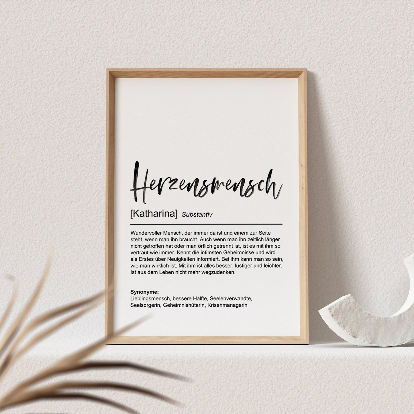 Herzensmensch Definition Poster Personalisiert Bild Freundschaft Beste Freundin Bedanken Danke Geschenk
