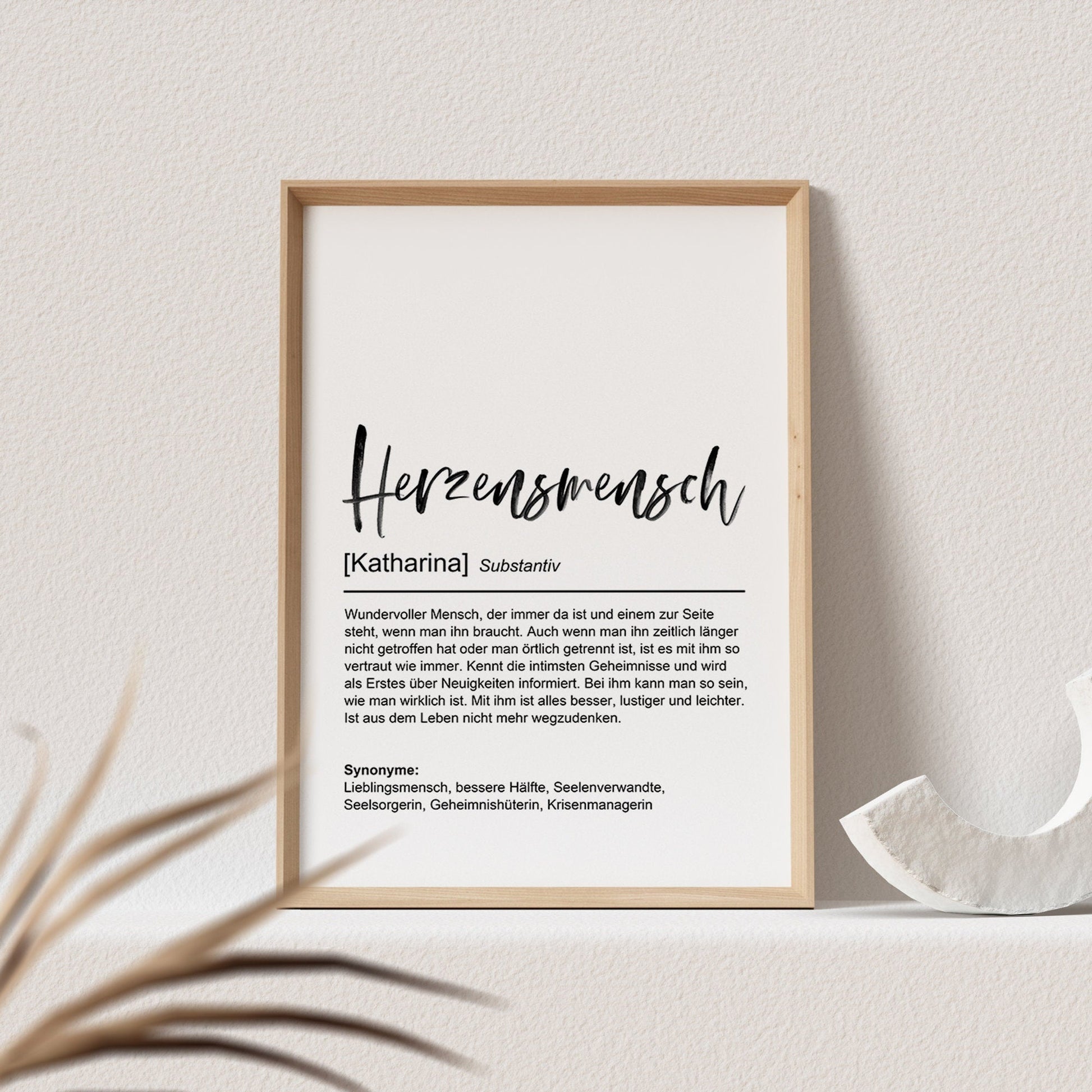 Herzensmensch Definition Poster Personalisiert Bild Freundschaft Beste Freundin Bedanken Danke Geschenk
