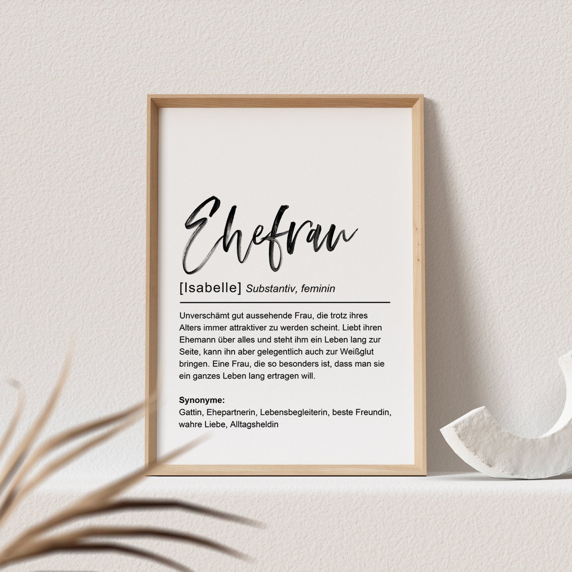 Ehefrau Definition Poster Personalisierbar Hochzeit Braut Hochzeitstag Geschenk Hochzeitsgeschenk