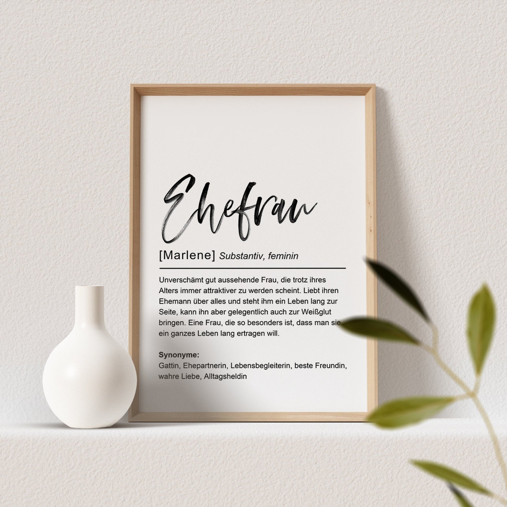 Ehefrau Definition Poster Personalisierbar Hochzeit Braut Hochzeitstag Geschenk Hochzeitsgeschenk