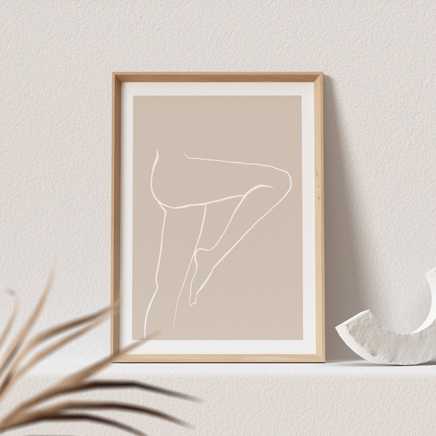 Line Art Poster Beige Abstrakte Frau Sinnlich Erotisch Wandbild Wohnzimmer Schlafzimmer Deko Boho Print Bild