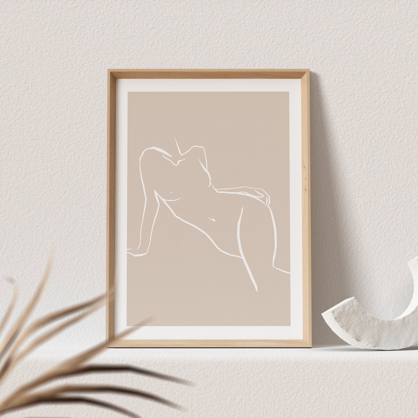 Line Art Poster Beige Abstrakte Frau Sinnlich Erotisch Wandbild Wohnzimmer Schlafzimmer Deko Boho Print Bild