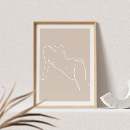 Line Art Poster Beige Abstrakte Frau Sinnlich Erotisch Wandbild Wohnzimmer Schlafzimmer Deko Boho Print Bild
