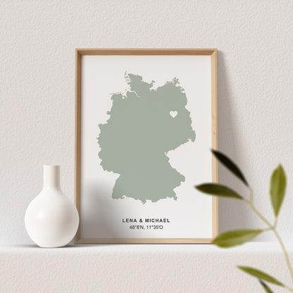 Hochzeitsposter Personalisierbar Koordinaten Deutschlandkarte Geschenk Jahrestag Hochzeitstag Hochzeitsgeschenk