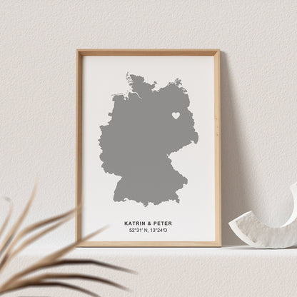 Hochzeitsposter Personalisierbar Koordinaten Deutschlandkarte Geschenk Jahrestag Hochzeitstag Hochzeitsgeschenk