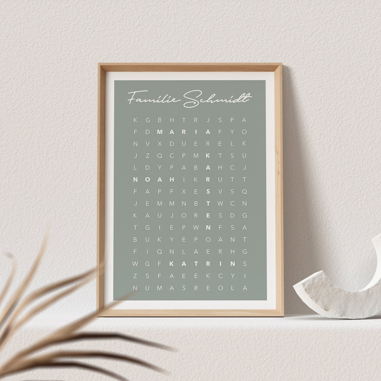 Suchsel Familienposter Personalisiert Familie Poster Buchstabenrätsel Kreuzworträtsel Bild Geschenk | Farbe nach Wunsch