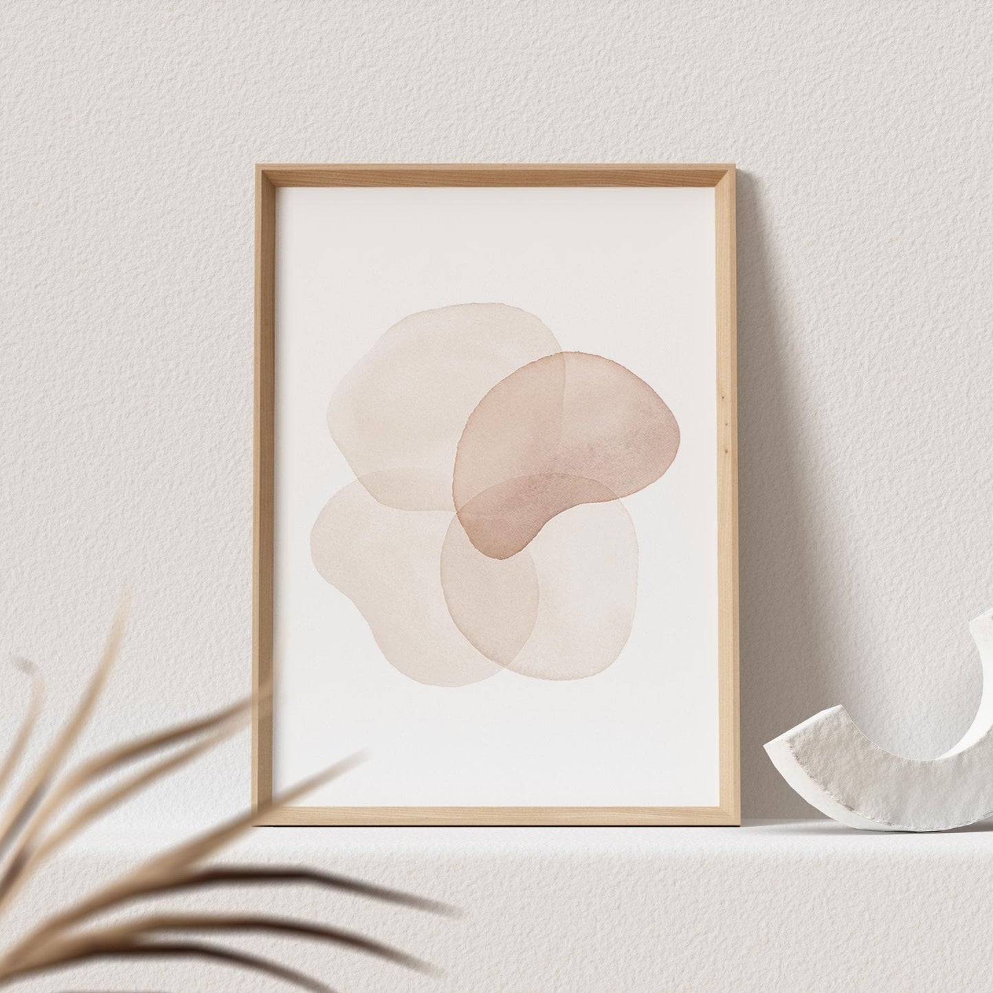 Abstrakte Kunst Poster Beige Boho Minimalistische Formen Print Bild Wandkunst Wanddeko
