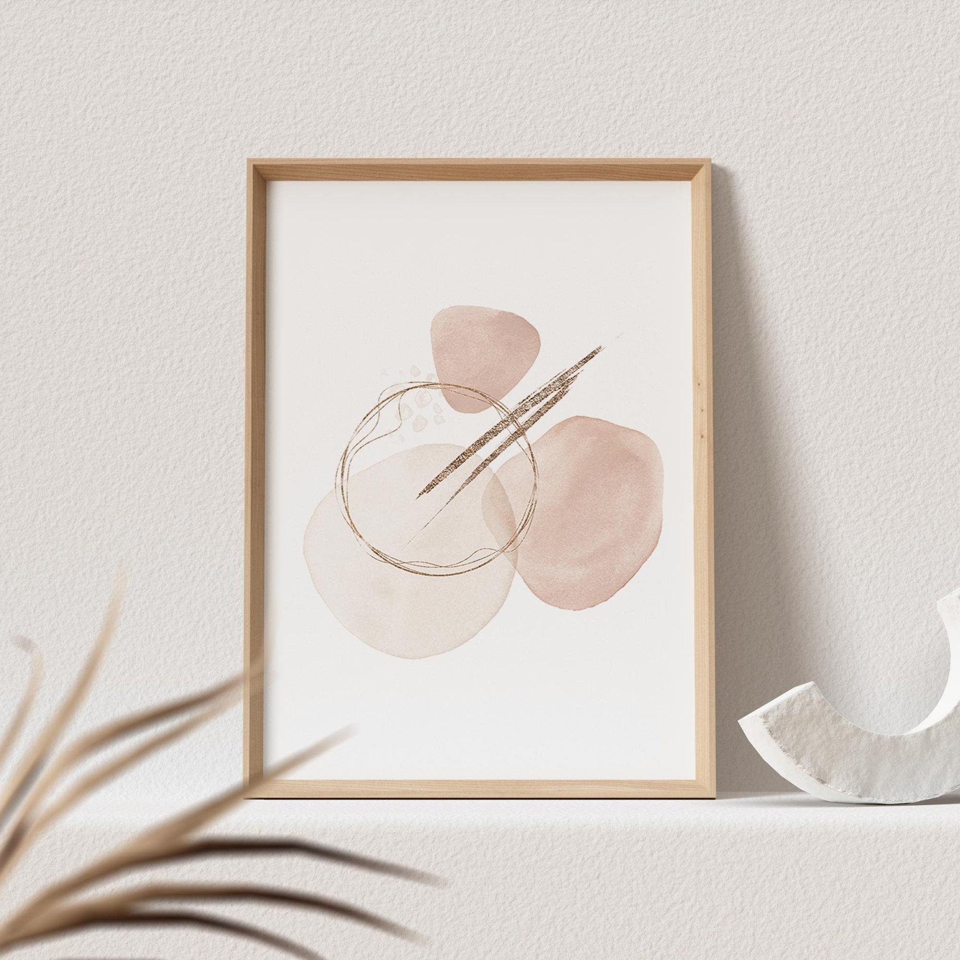 Abstrakte Kunst Poster Beige Boho Minimalistische Formen Print Bild Wandkunst Wanddeko