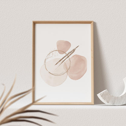 Abstrakte Kunst Poster Beige Boho Minimalistische Formen Print Bild Wandkunst Wanddeko