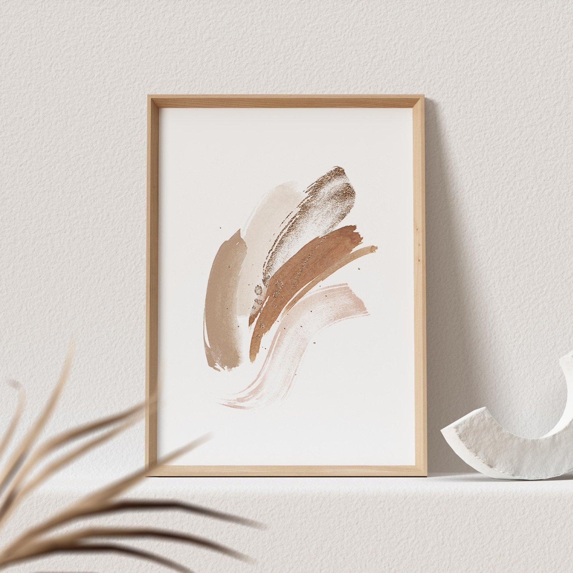 Abstrakte Kunst Poster Beige Boho Minimalistische Formen Print Bild Wandkunst Wanddeko