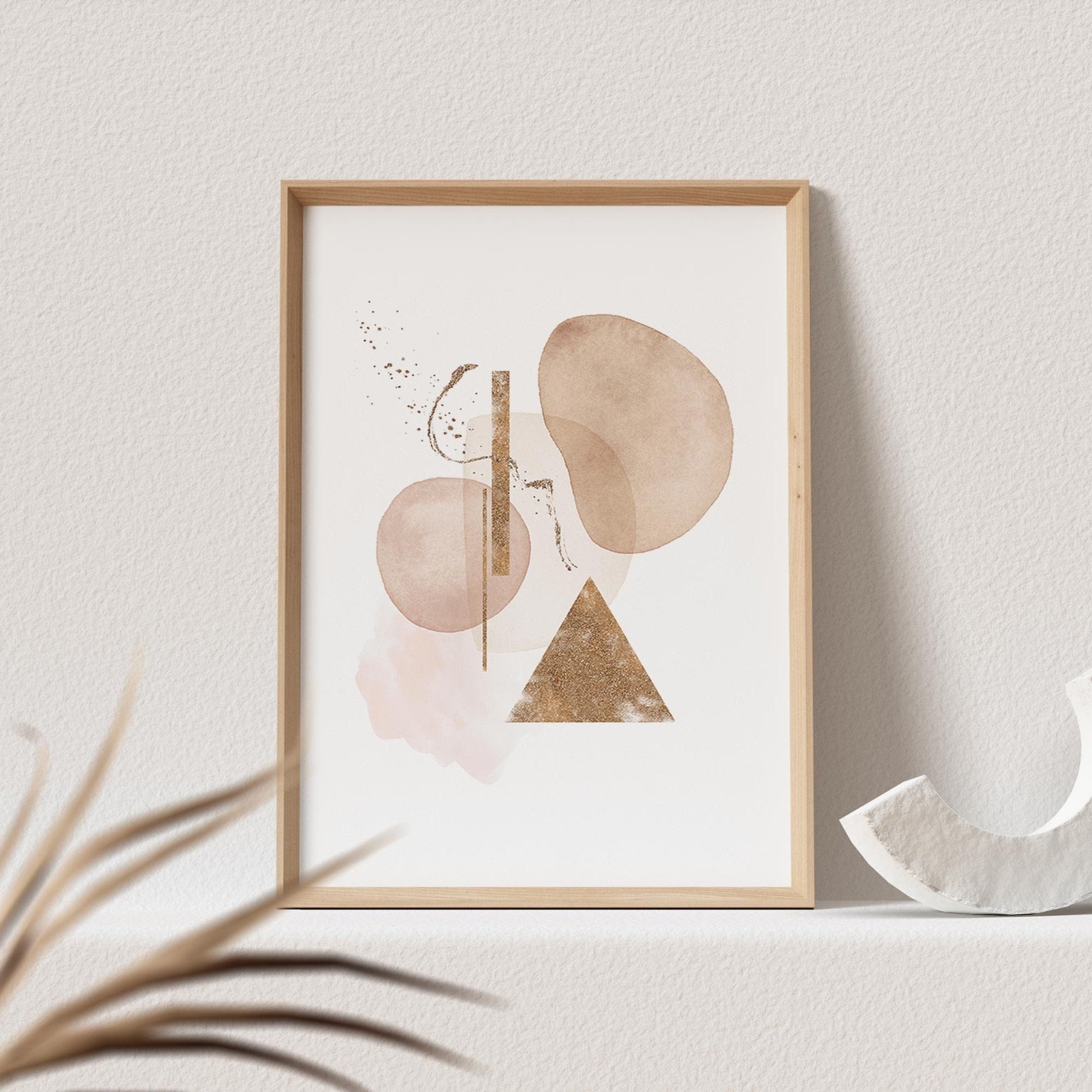 Abstrakte Kunst Poster Beige Boho Minimalistische Formen Print Bild Wandkunst Wanddeko