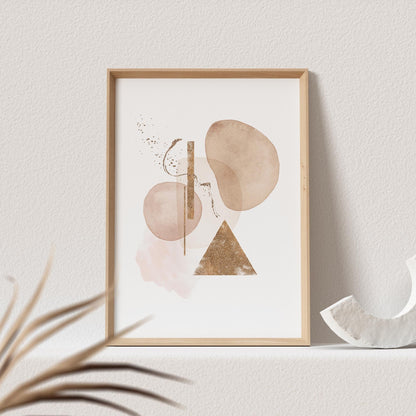 Abstrakte Kunst Poster Beige Boho Minimalistische Formen Print Bild Wandkunst Wanddeko
