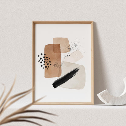 Abstrakte Kunst Poster Beige Boho Minimalistische Formen Print Bild Wandkunst Wanddeko
