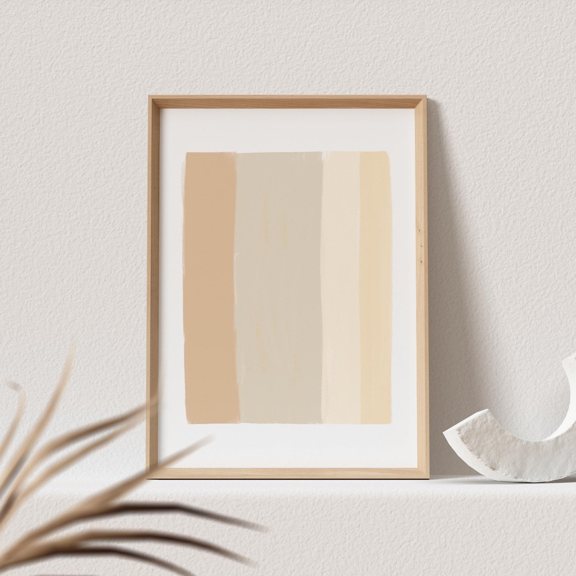 Boho Wanddekoration Abstrakter Kunstdruck in Beige Erdfarben Minimalistische Formen Print Bild Wandkunst Wanddeko