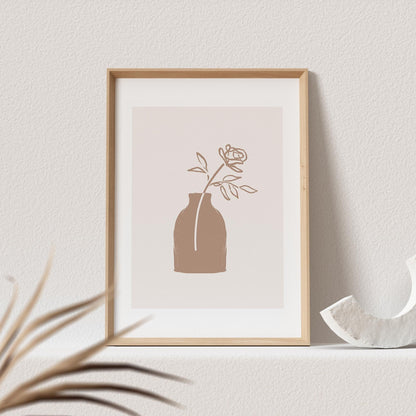 Boho Wanddekoration Poster Blumenvase Abstrakter Kunstdruck in Beige Minimalistischer Print Bild Wandkunst Wanddeko