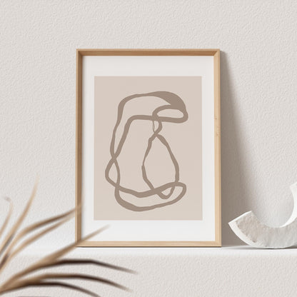 Boho Wanddekoration Abstrakter Kunstdruck in Beige Minimalistische Formen Print Bild Wandkunst Wanddeko