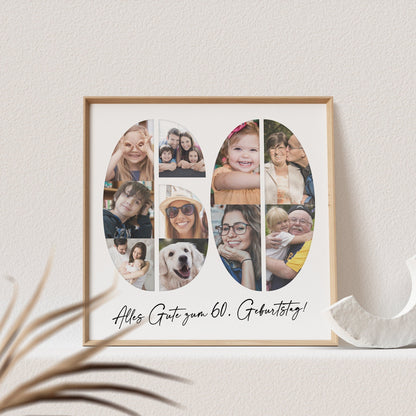 Foto Poster 60. Geburtstag Personalisiert Foto Collage Fotogeschenk 60. Geburtstag Print Geburtstagsgeschenk