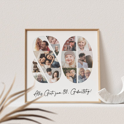 Foto Poster 80. Geburtstag Personalisiert Foto Collage Fotogeschenk 80. Geburtstag Print Geburtstagsgeschenk