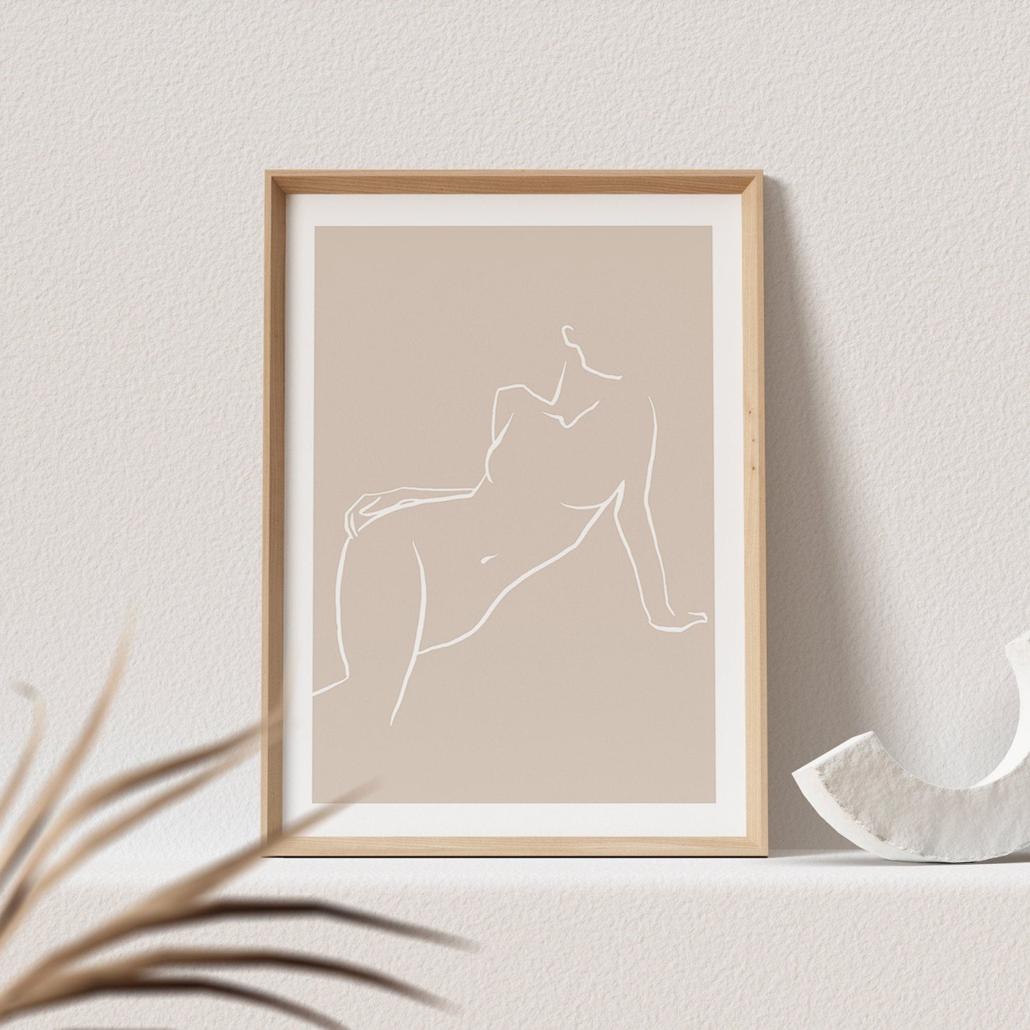 Line Art Poster Beige Abstrakte Frau Sinnlich Erotisch Wandbild Wohnzimmer Schlafzimmer Deko Boho Print Bild