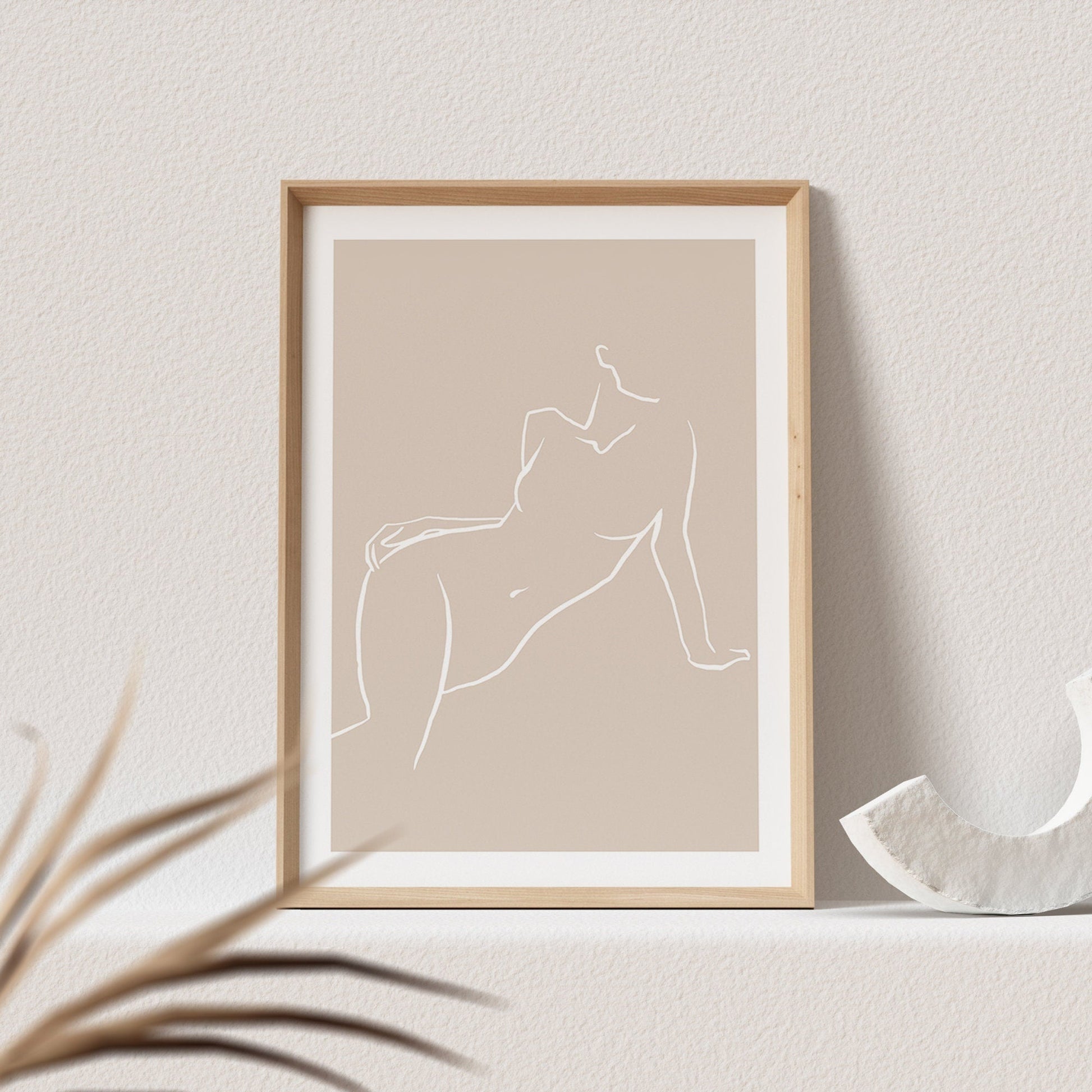 Line Art Poster Beige Abstrakte Frau Sinnlich Erotisch Wandbild Wohnzimmer Schlafzimmer Deko Boho Print Bild
