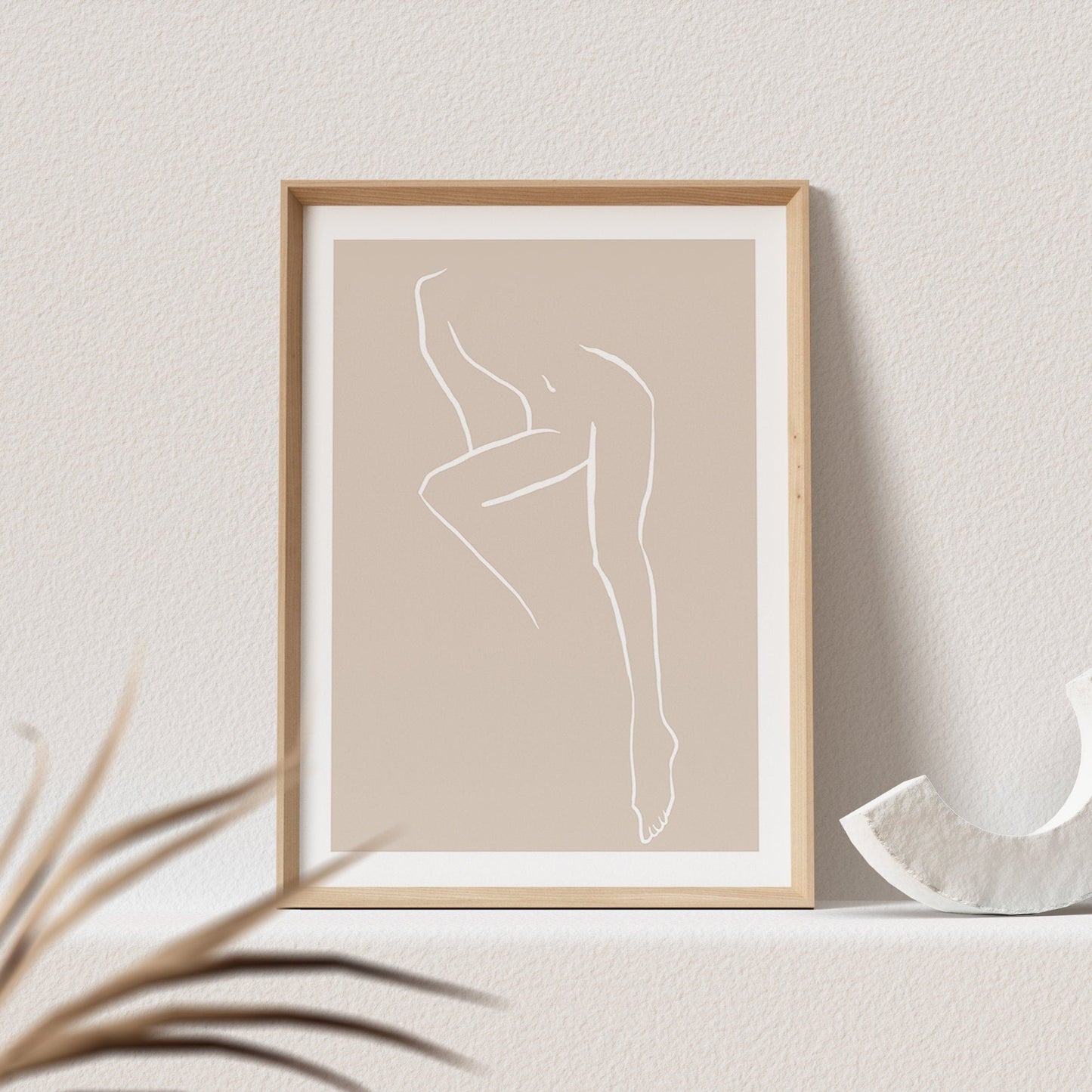 Line Art Poster Beige Abstrakte Frau Sinnlich Erotisch Wandbild Wohnzimmer Schlafzimmer Deko Boho Print Bild