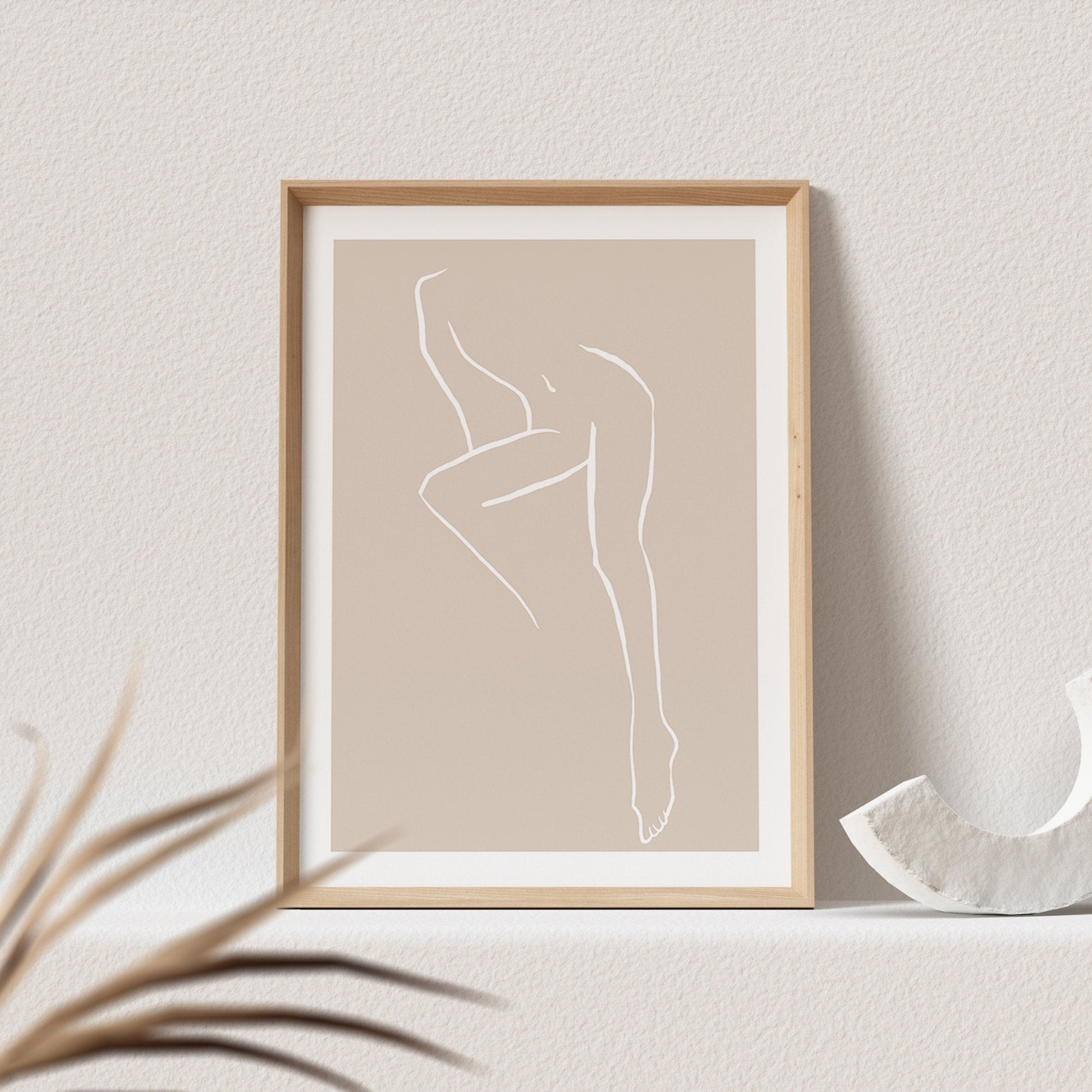 Line Art Poster Beige Abstrakte Frau Sinnlich Erotisch Wandbild Wohnzimmer Schlafzimmer Deko Boho Print Bild