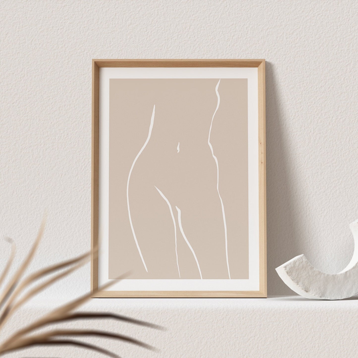 Line Art Poster Beige Abstrakte Frau Sinnlich Erotisch Wandbild Wohnzimmer Schlafzimmer Deko Boho Print Bild