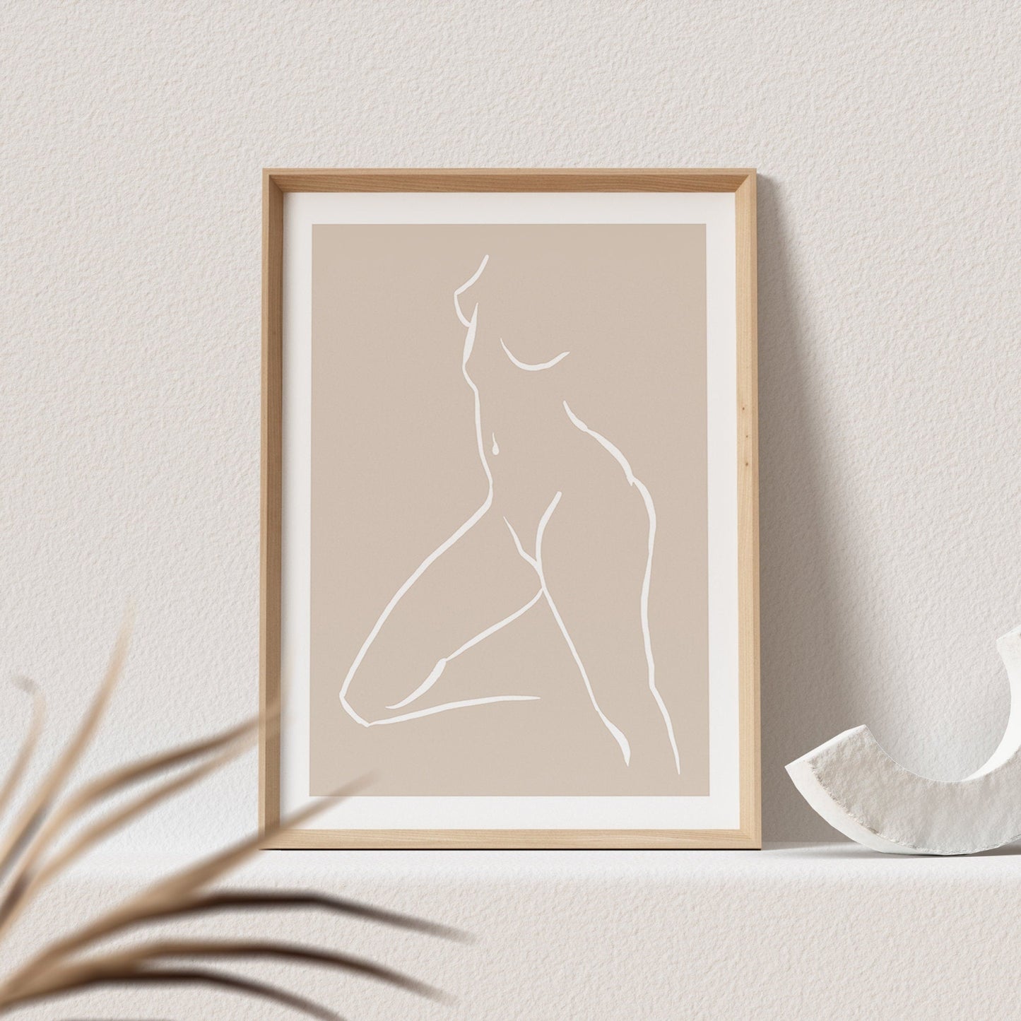 Line Art Poster Beige Abstrakte Frau Sinnlich Erotisch Wandbild Wohnzimmer Schlafzimmer Deko Boho Print Bild