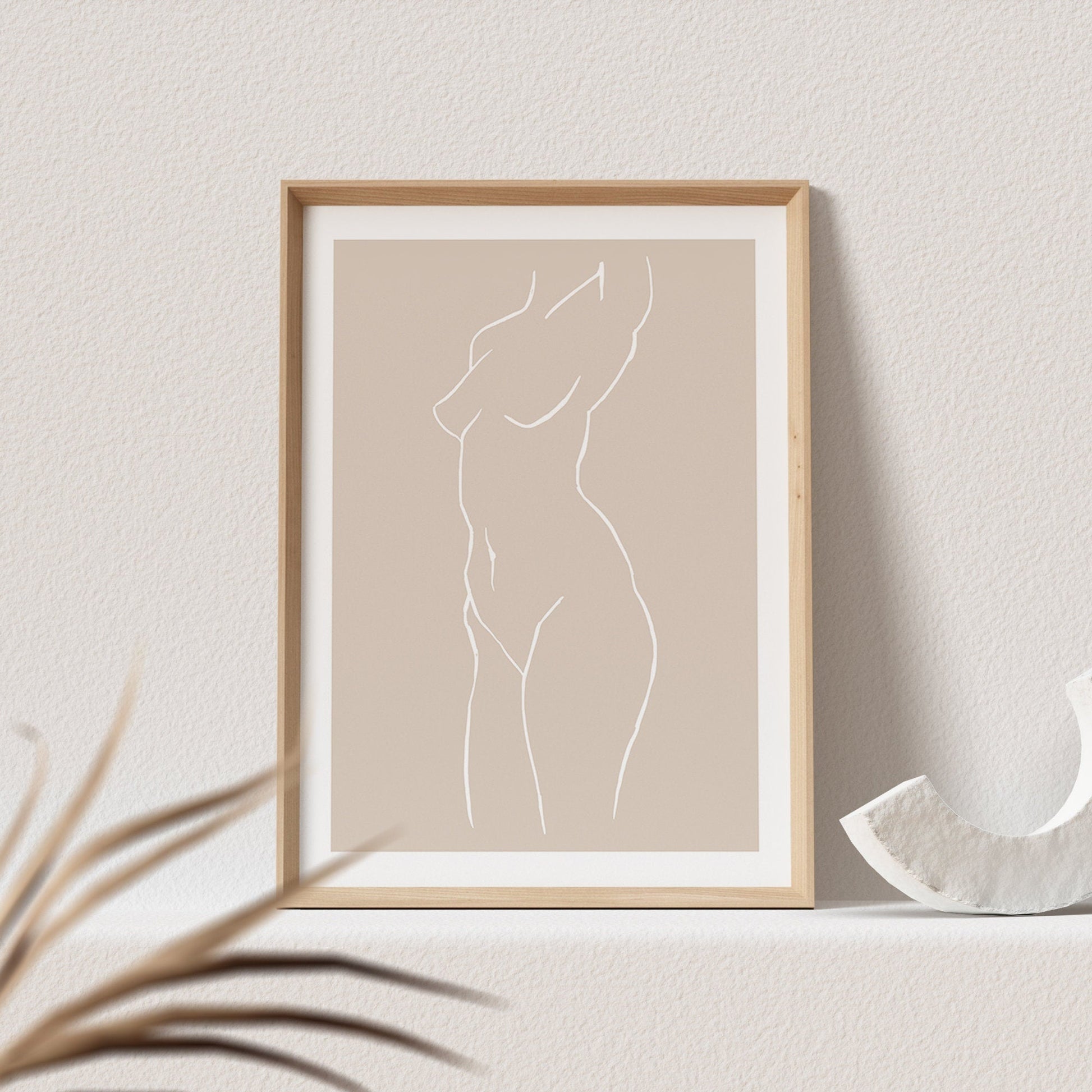 Line Art Poster Beige Abstrakte Frau Sinnlich Erotisch Wandbild Wohnzimmer Schlafzimmer Deko Boho Print Bild