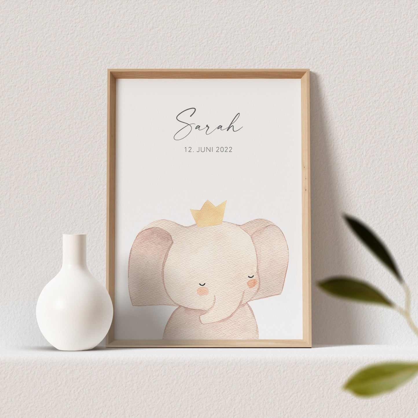 Geburtsposter Elefant Kinderzimmerdeko Babyzimmer Deko Poster Bild Babyparty Geschenk Zur Geburt